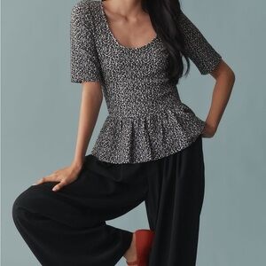 Anthropologie Leopard print Peplum Top NWT